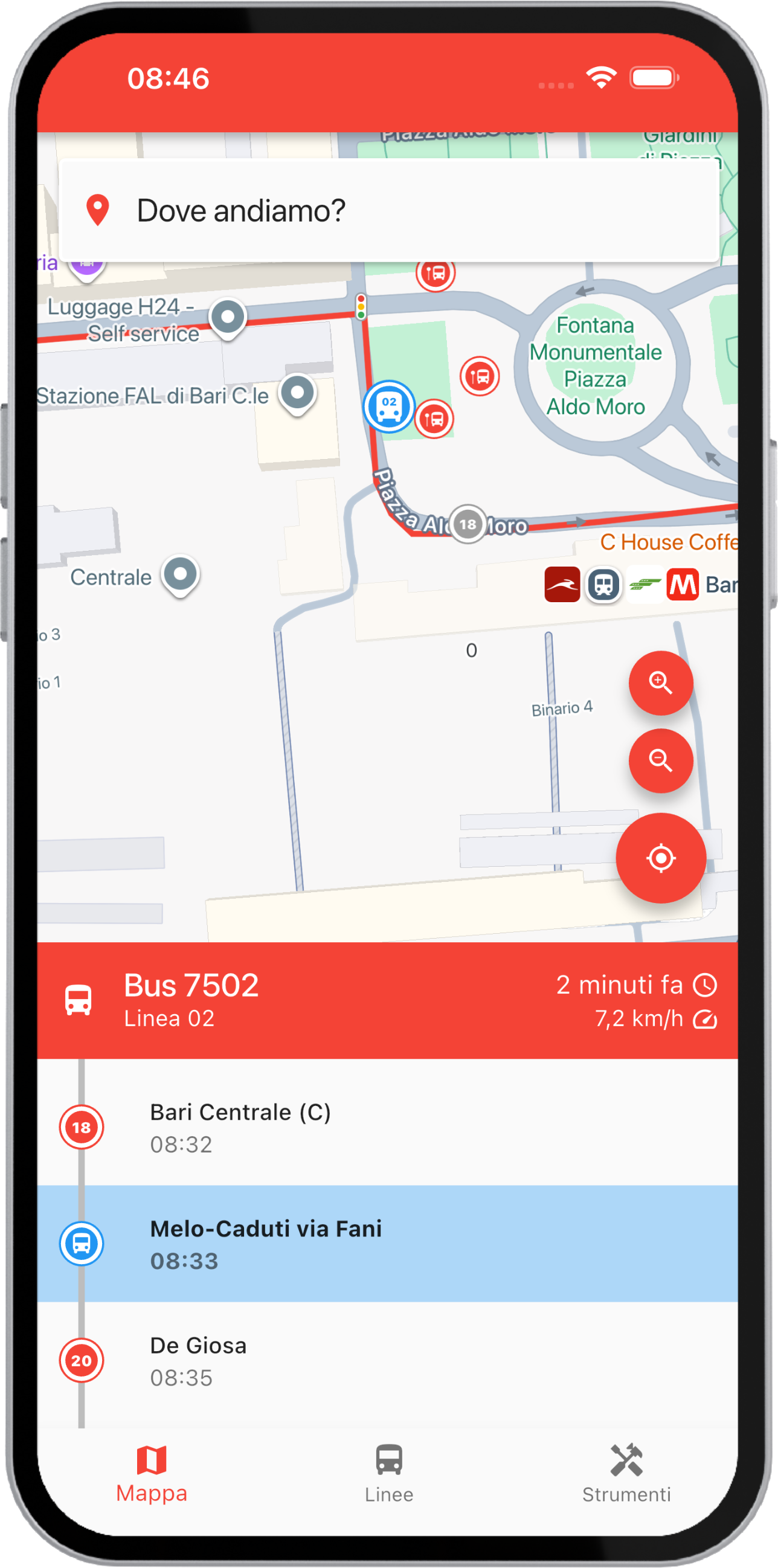 Schermata della mappa